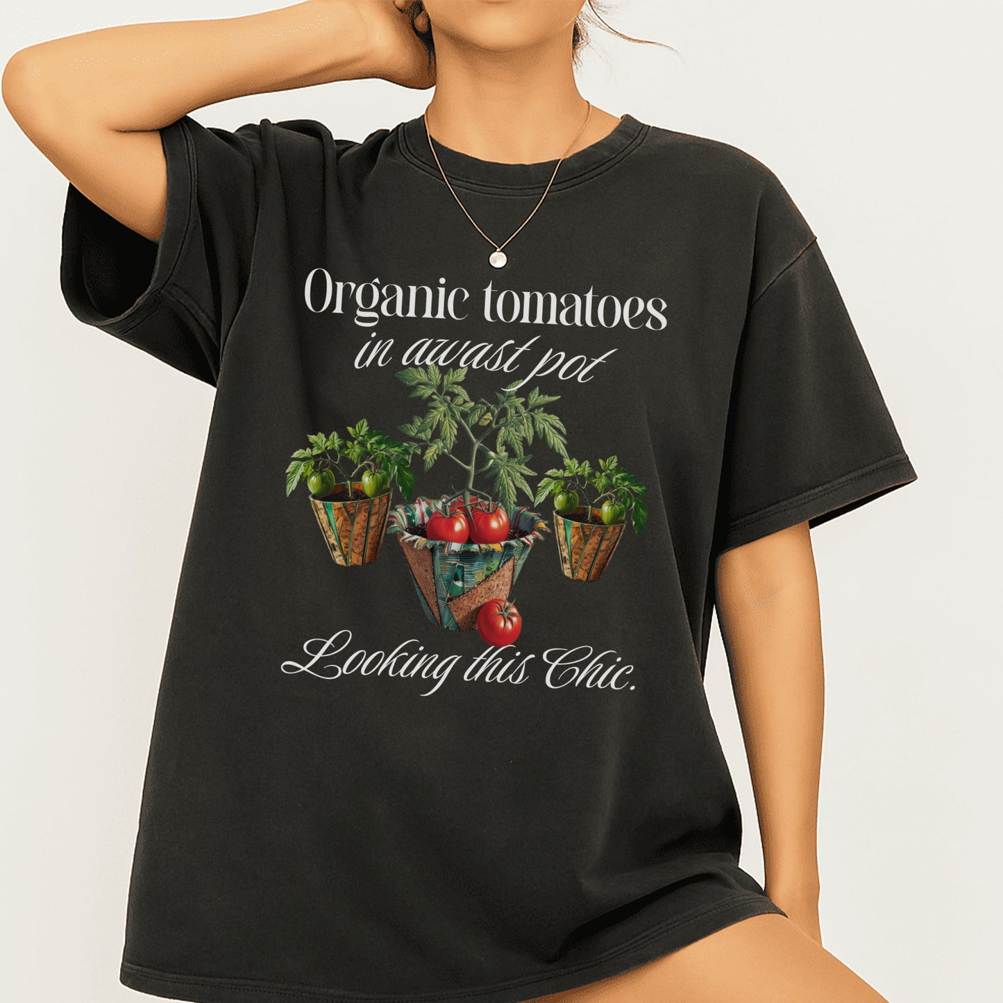 Organic Tomatoes Looking Chic Harvest Pot T-Shirt Product Type