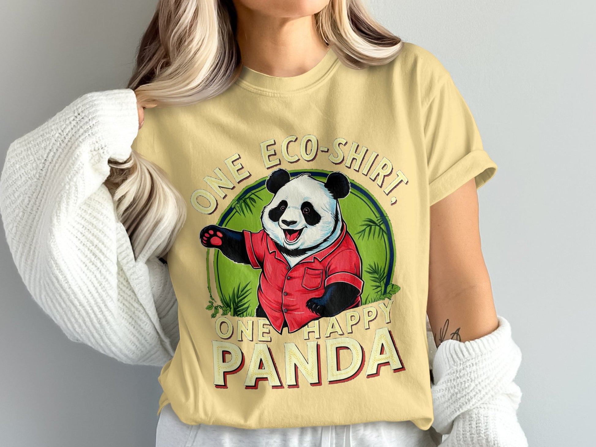 One Eco-Shirt One Happy Panda Printed T-Shirt product type
