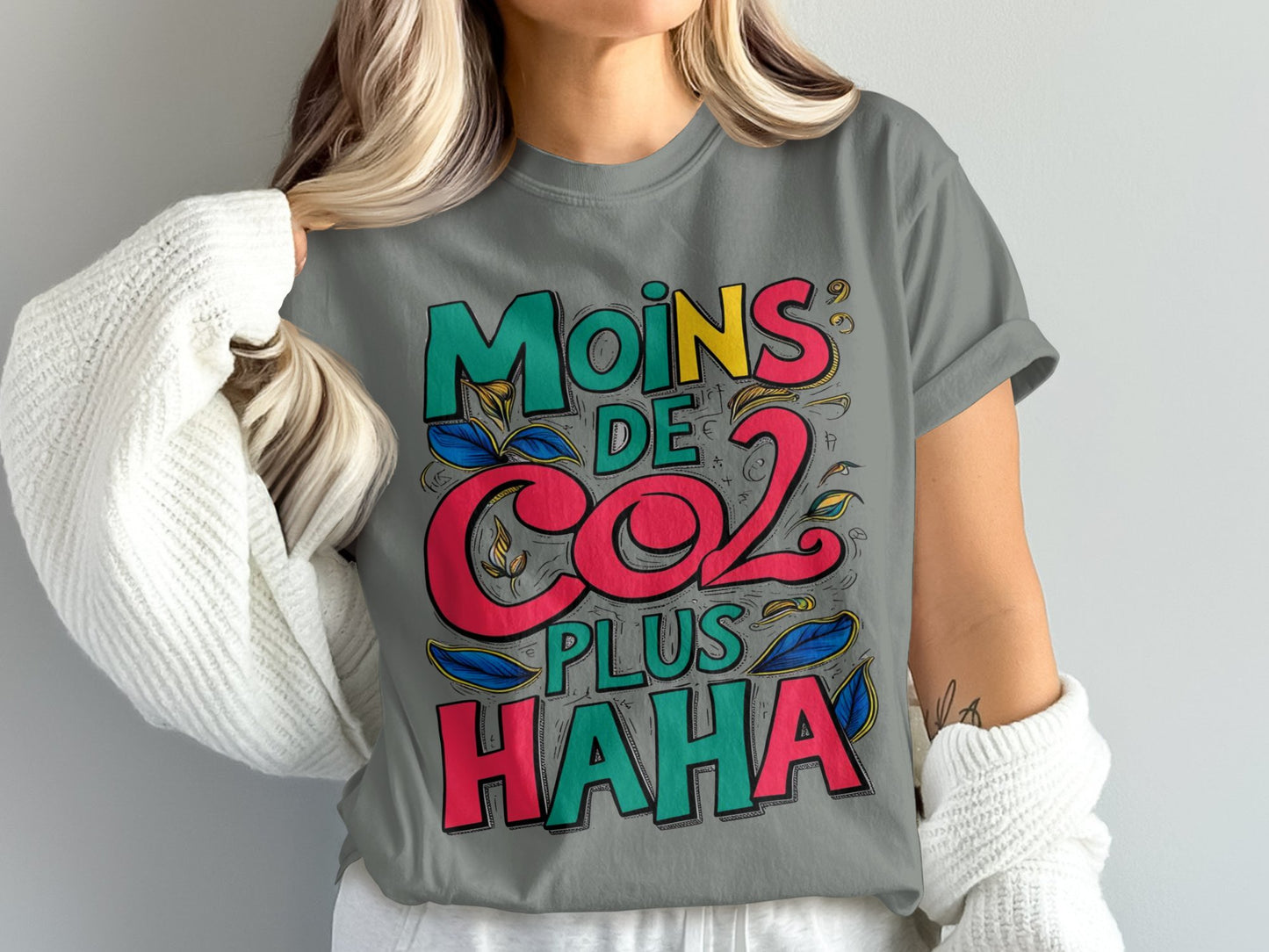 Less CO2 More Haha French Graphic T-Shirt product type
