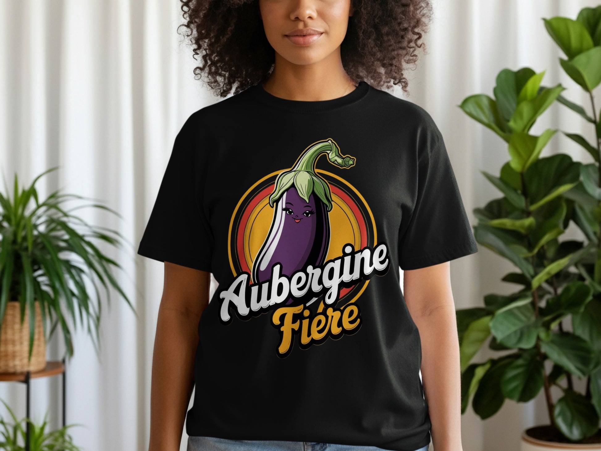 Aubergine Fière Cute Graphic Tee Shirt product