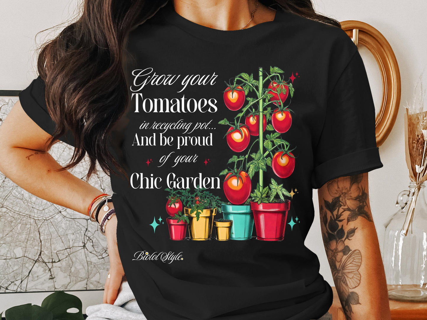 Grow Your Tomatoes Chic Garden Graphic T-shirt product