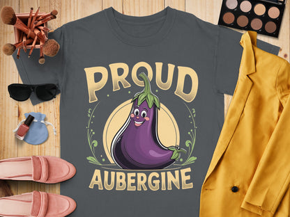 Proud Aubergine Cartoon Graphic T-Shirt product