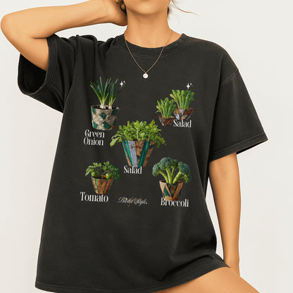 Stylish Black T-shirt Featuring Fresh Vegetables product