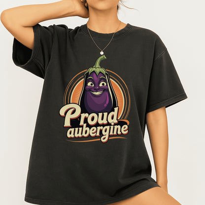 Proud Aubergine Fun Graphic Black T-Shirt product