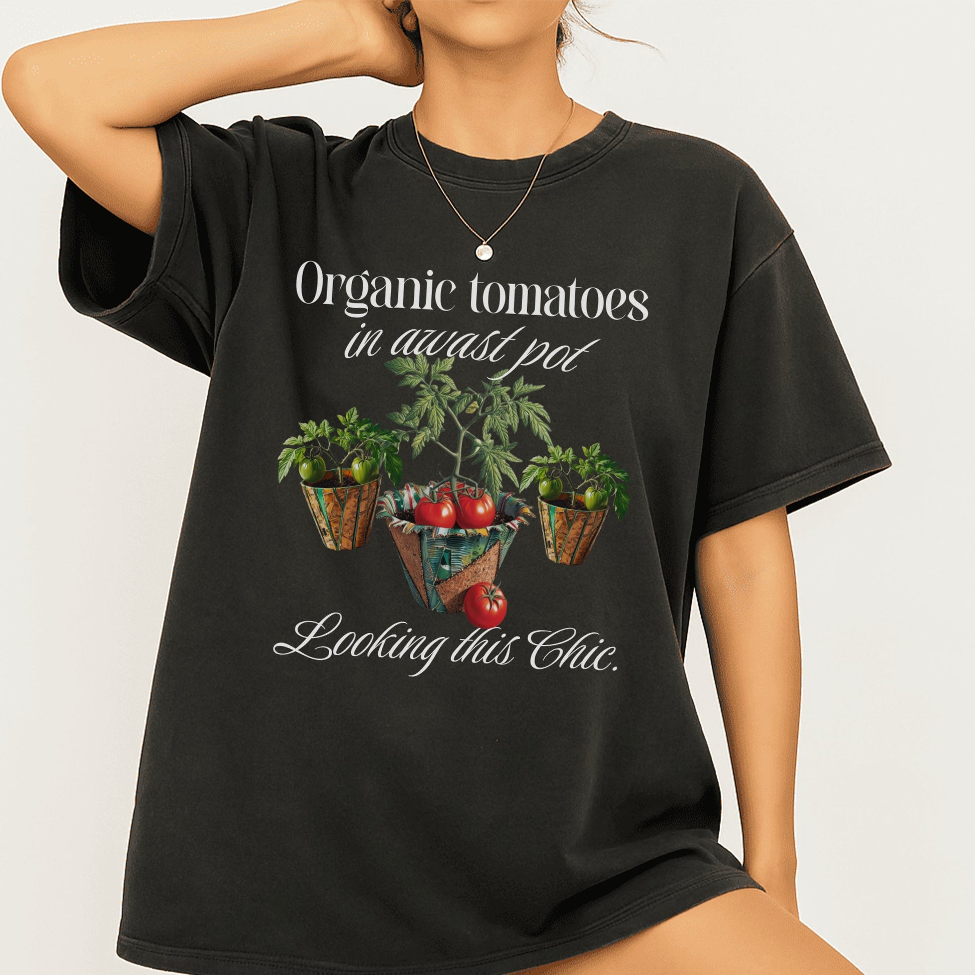 Organic Tomatoes Looking Chic Harvest Pot T-Shirt Product Type